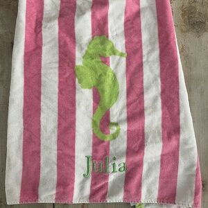 Pottery Barn baby hooded beach towel JULIA monogram